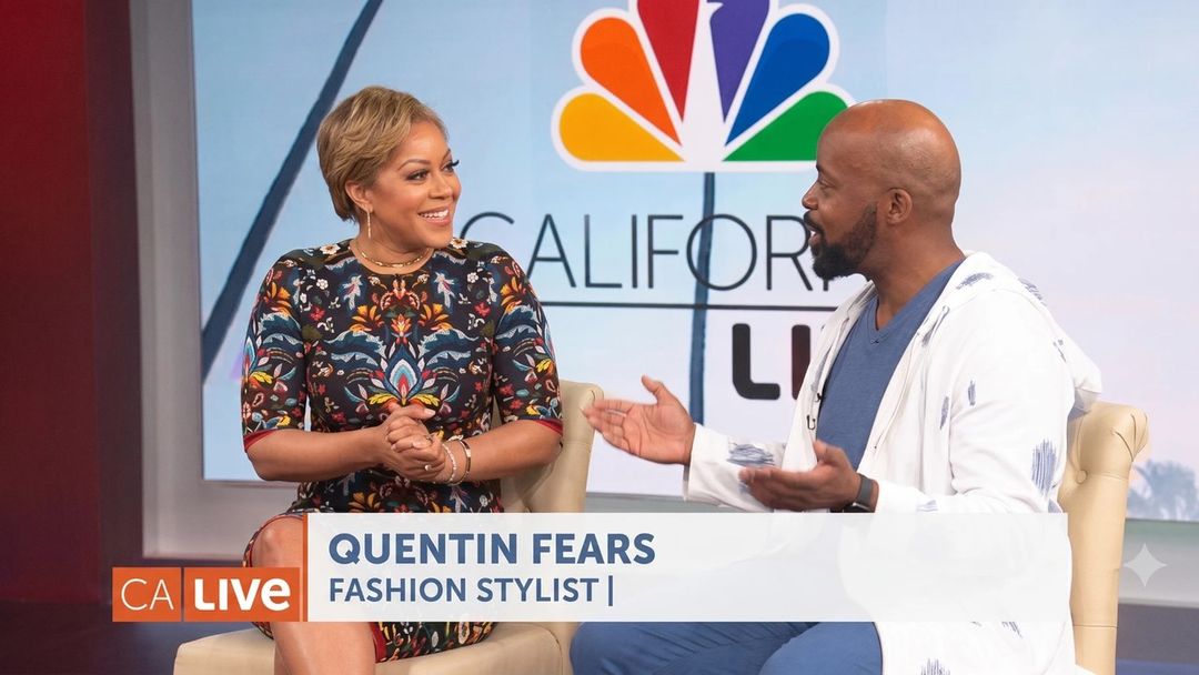 Quentin Fears presenting fashion trends on California Live